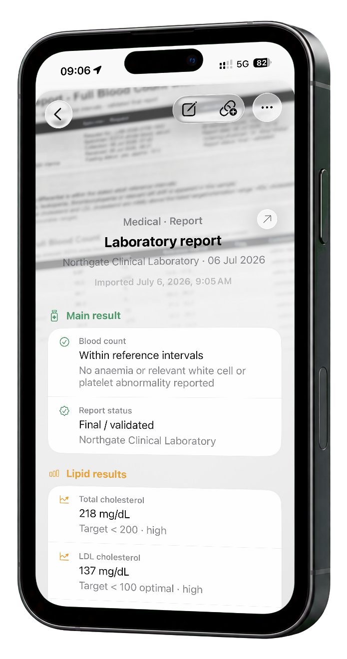 Huidige ExplainThisDoc-appweergave in een driedimensionale iPhone-mock-up.