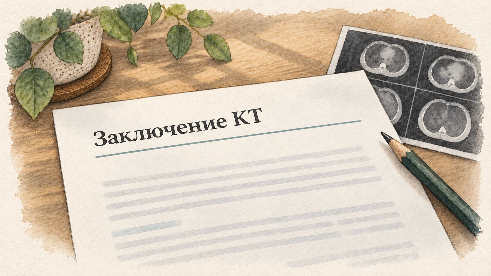 Иллюстрация к статье: заключение КТ на бумаге.
