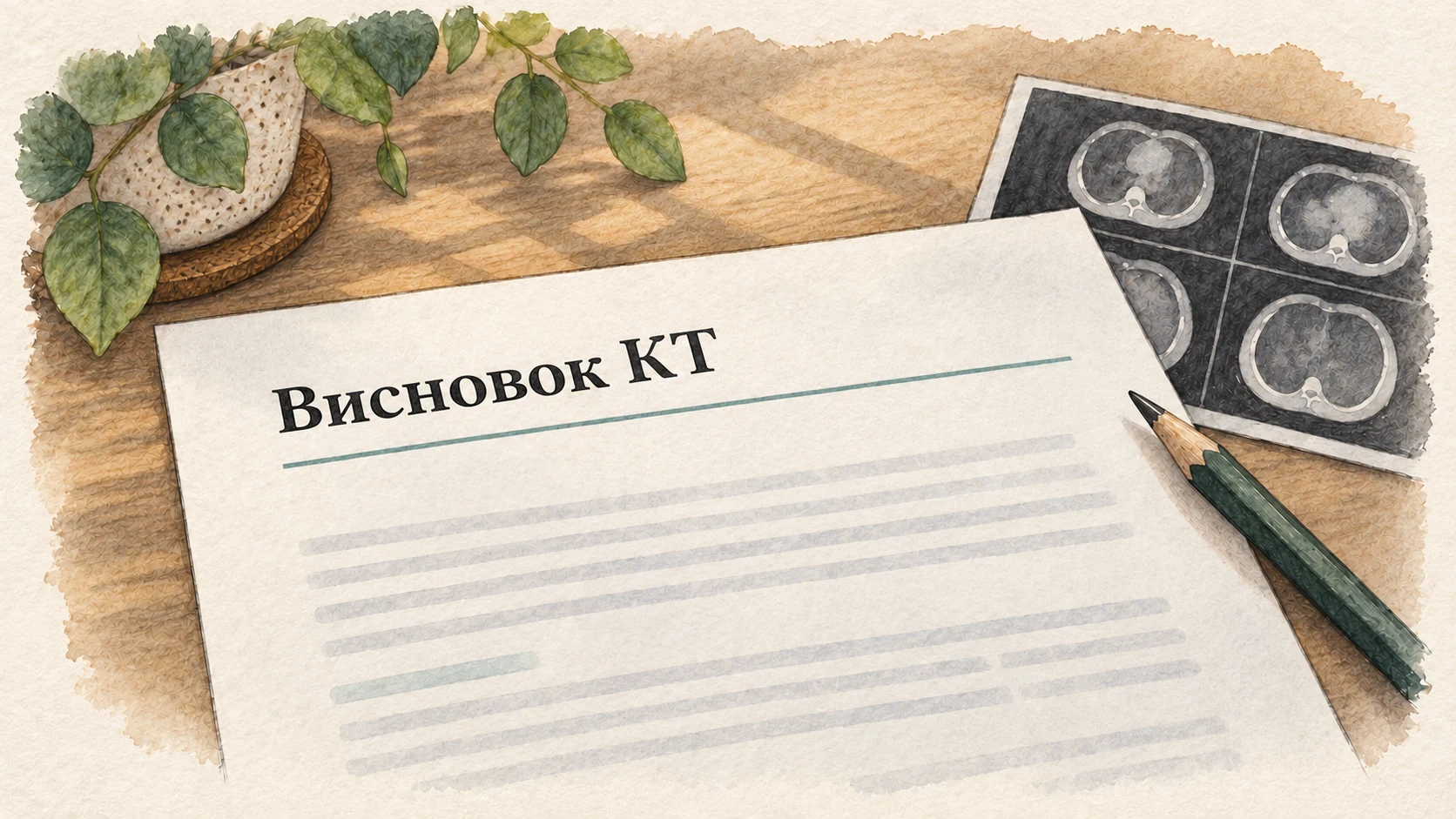 Ілюстрація до статті: висновок КТ на папері.